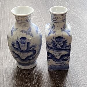 Neiman Marcus 2 piece Pottery‎ Porcelain Set Macau Blue & White